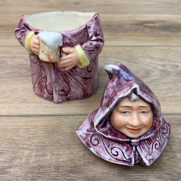 Antique Majolica Monk Tabacco‎ Jar Humidor - Picture 8 of 13